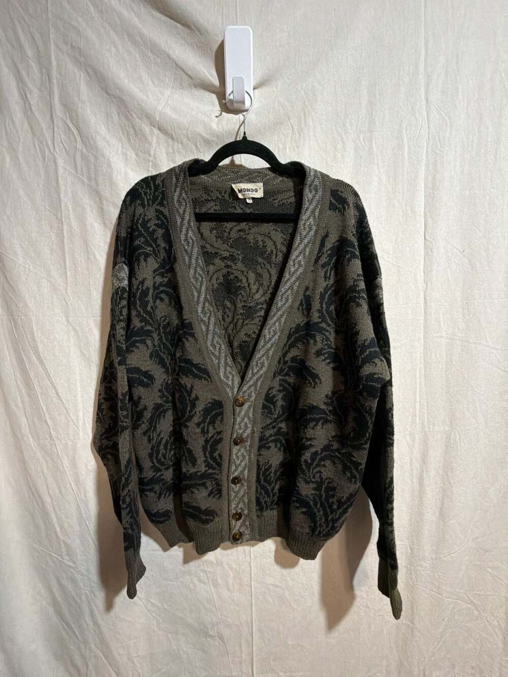 Mondo Vintage Made in Italy Patterned Cardigan Sweater Size 50